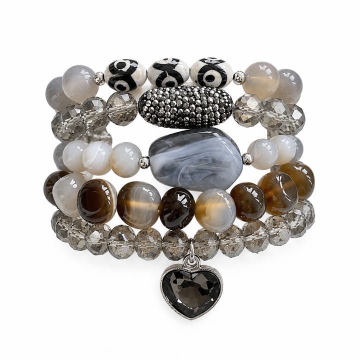 Wilma Grey & Silver Bracelet Stack
