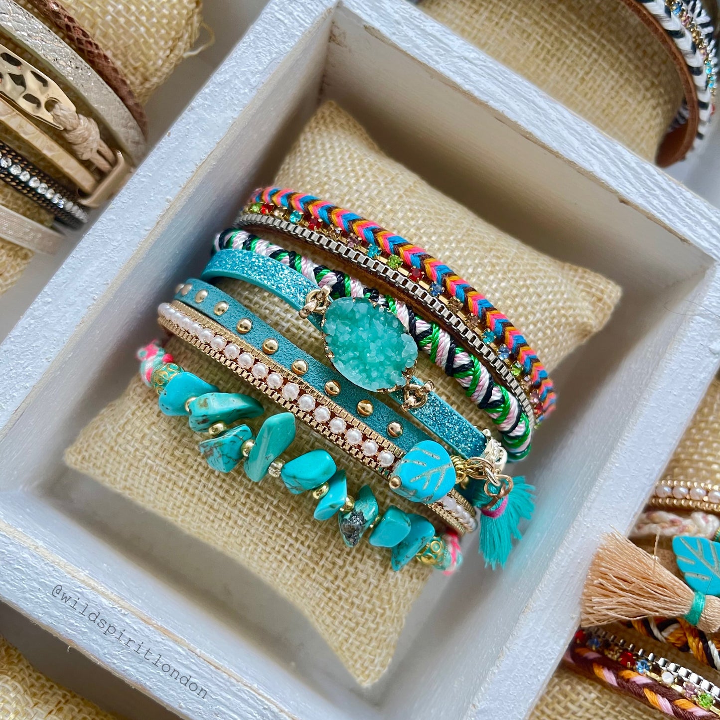 Skye Boho Cuff Bracelet - Aqua