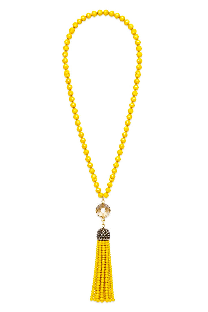 Yellow Tassel Beaded Necklace