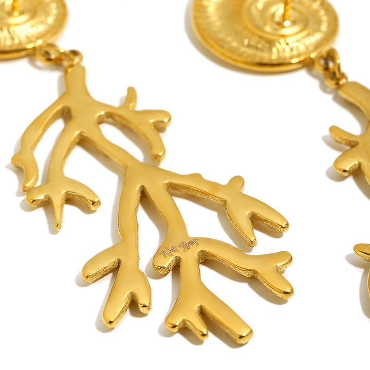 Coral Reef Gold Waterproof Earrings