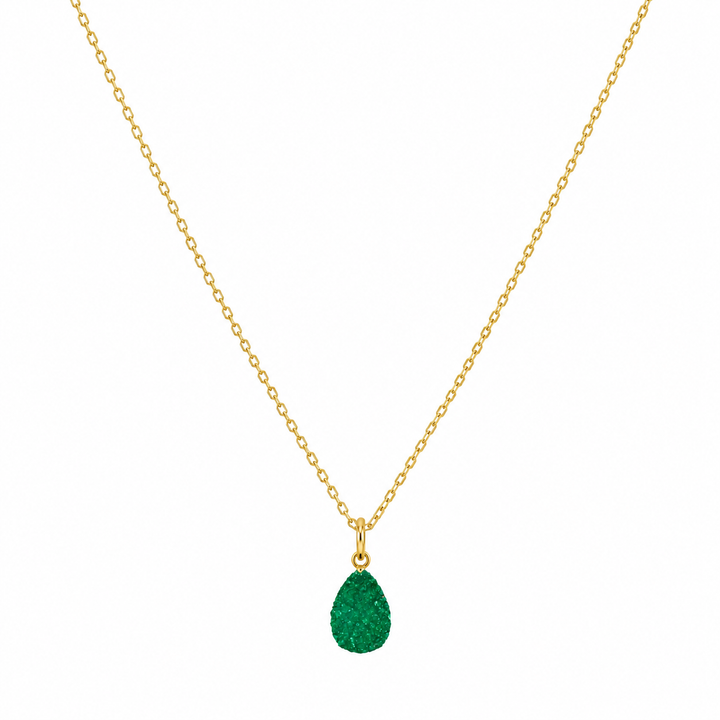 Dainty Green Druzy Stone Necklace