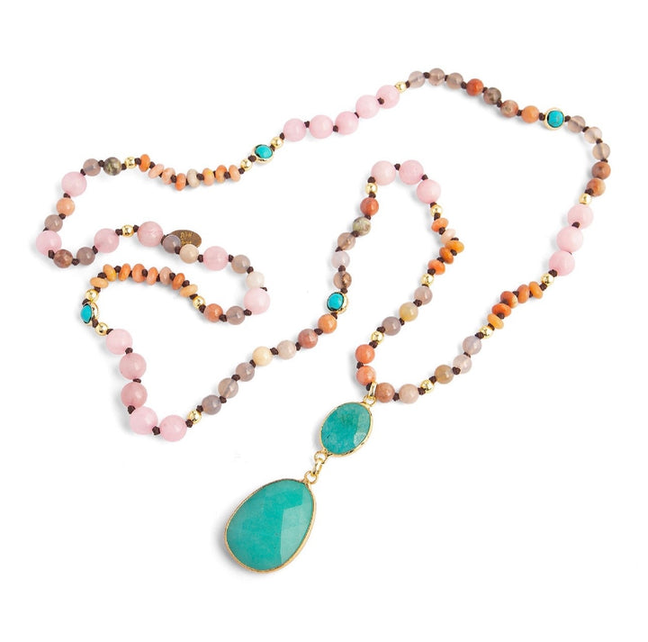 Amazonite Beaded Boho Misty Necklace