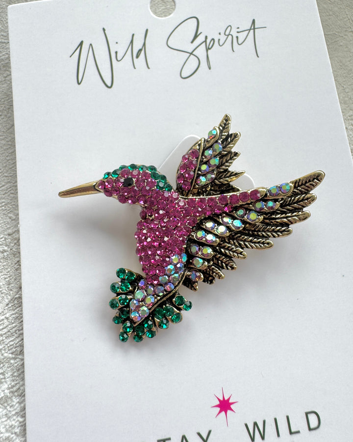 The Pink Hummingbird Brooch