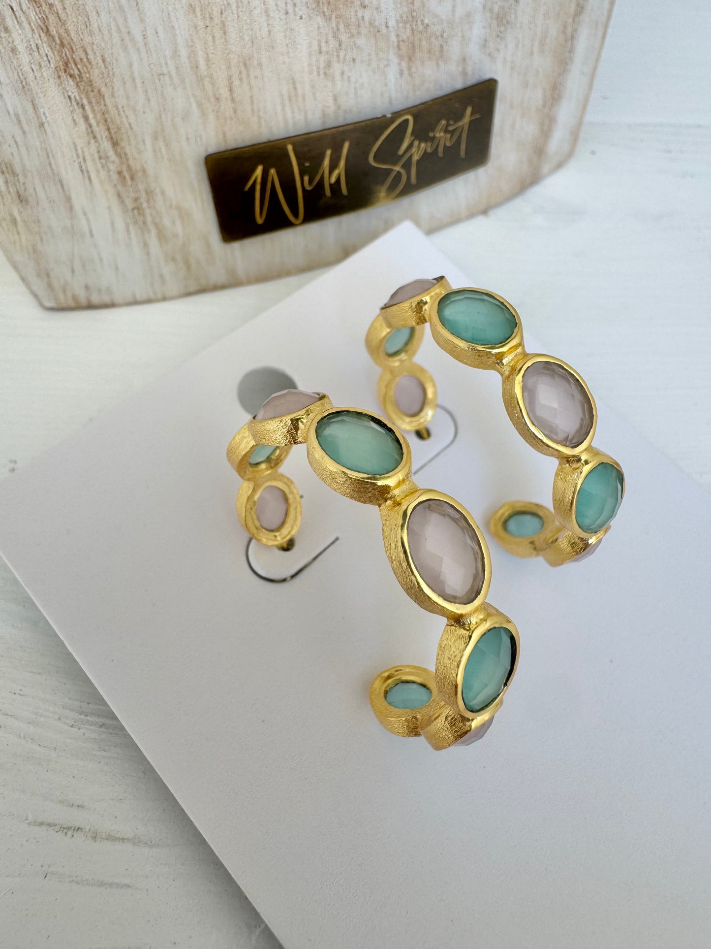 The 'Iris' Rose Quartz & Amazonite Earrings