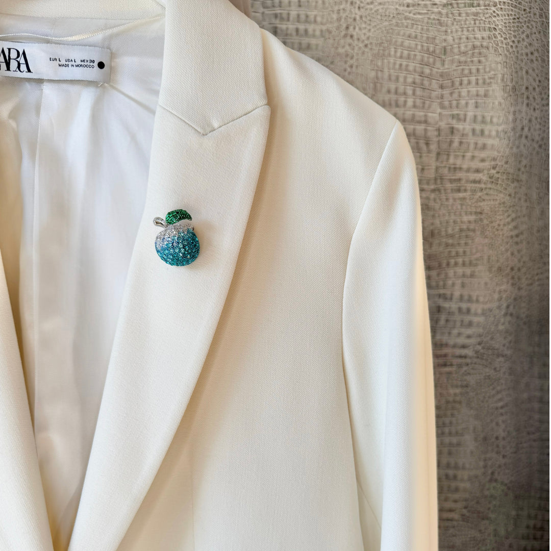 The Mini Blue Apple Brooch