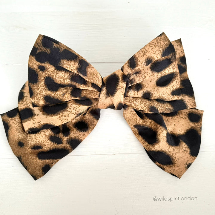 Brown Leopard Print Hair Bow
