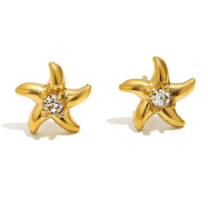 Mini Starfish Gold Plated Stud Earrings