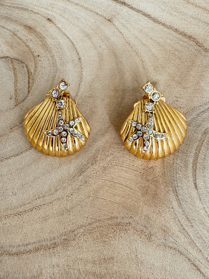 The Bling Scallop Shell Earrings