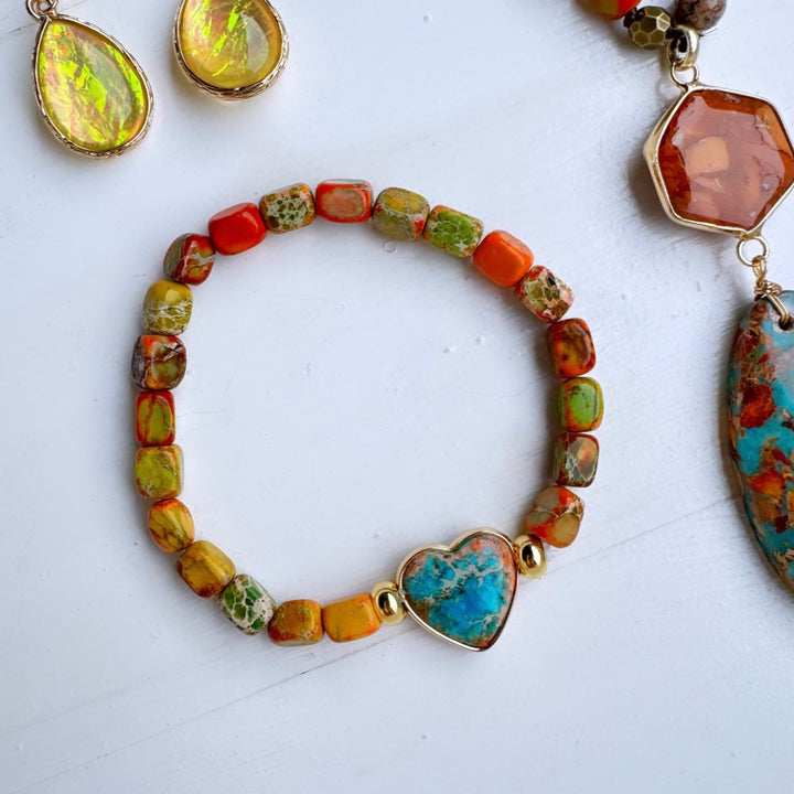 The Jasper Orange Heart Bracelet