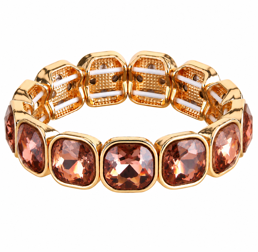 a gold and pink bracelet