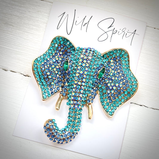 Big Blue Elephant Brooch