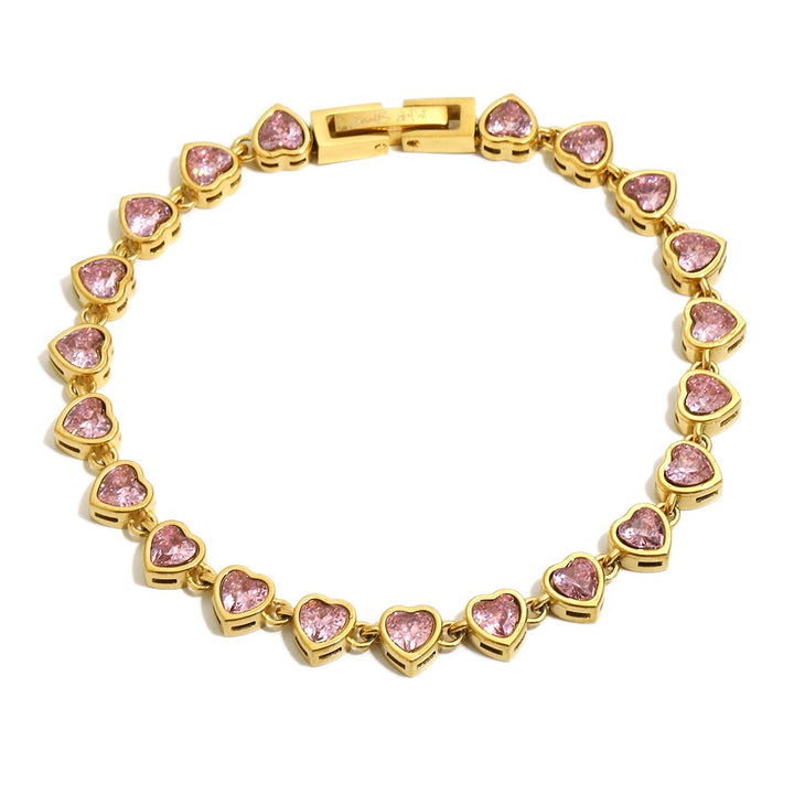Pink Heart Tennis Bracelet