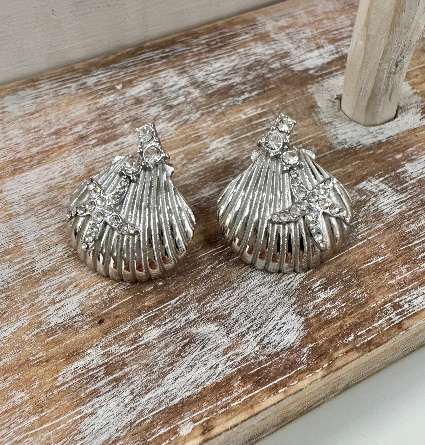 Waterproof Silver Bling Shell Earrings