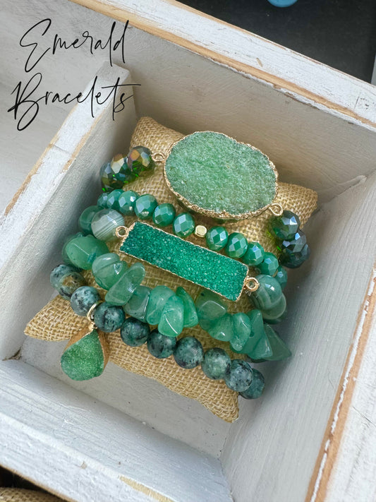 Emerald Set of 5 Bracelets