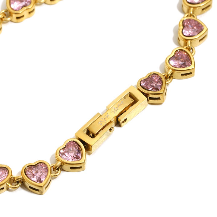 Pink Heart Tennis Bracelet