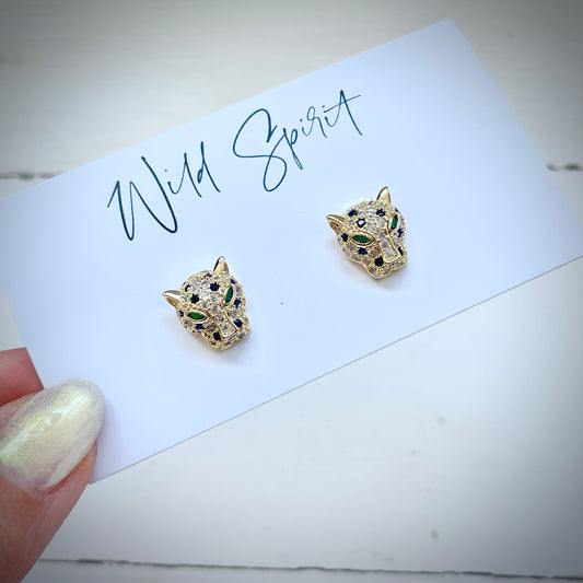 Crystal Leopard Stud Earrings