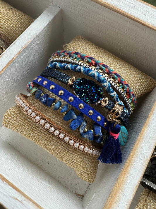 Skye Boho Cuff Bracelet - Blue