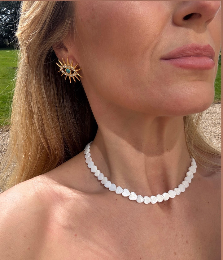 Amora White Shell Heart Necklace
