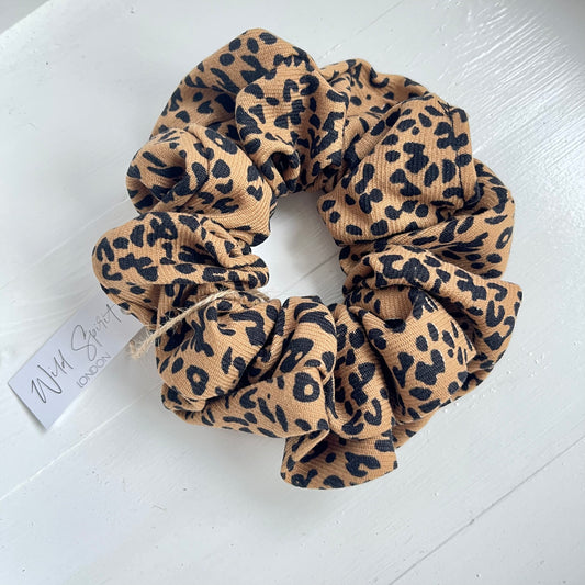 Giant Leopard Print Scrunchie - Brown