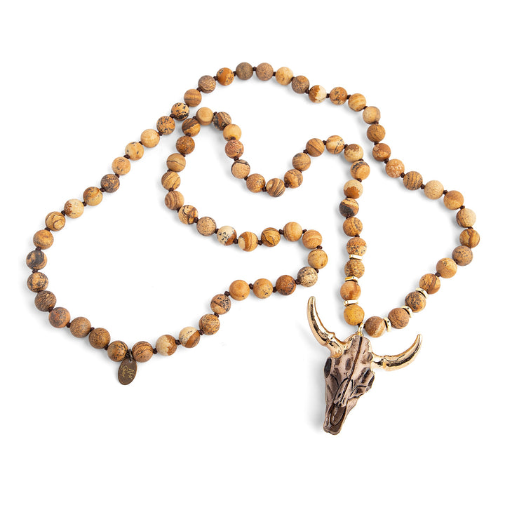 Brown Wildhorn Beaded Boho Necklace