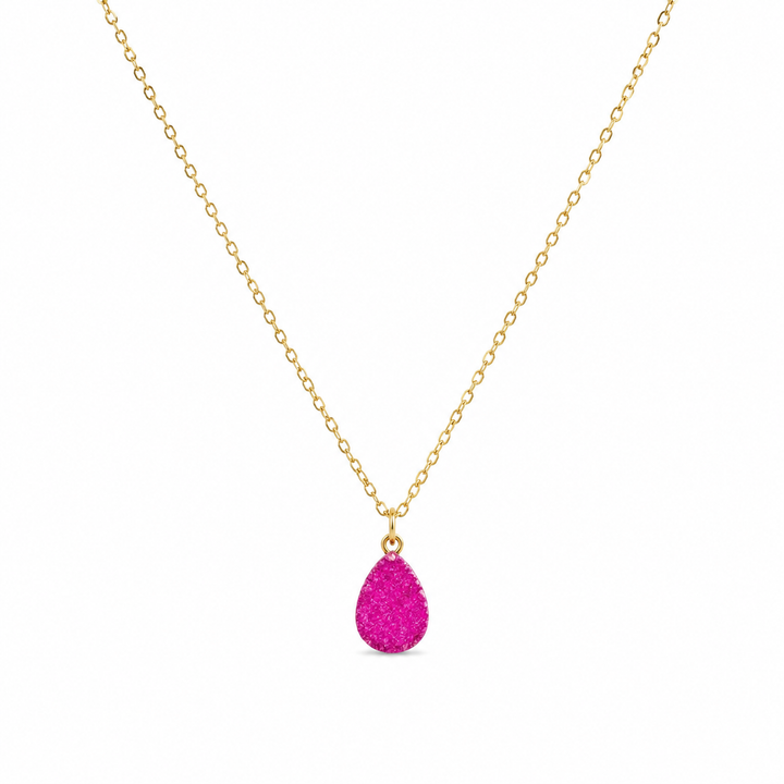 Dainty Pink Druzy Necklace