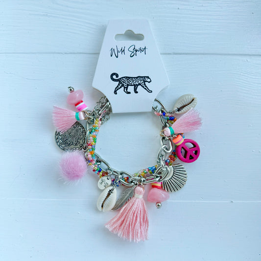 Pink Boho Charm Bracelet