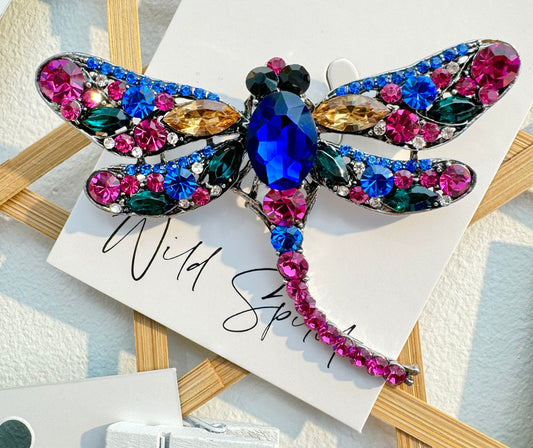 Big Blue Mix Dragonfly Brooch