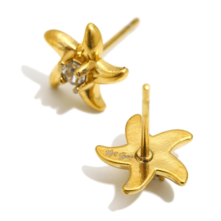Mini Starfish Gold Plated Stud Earrings