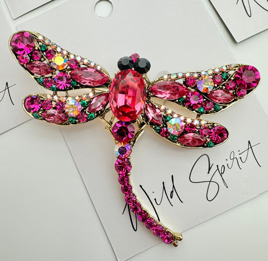 Big Pink Dragonfly Brooch