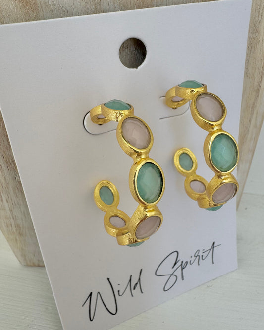 Rose Quartz & Amazonite ‘Iris’ Earrings