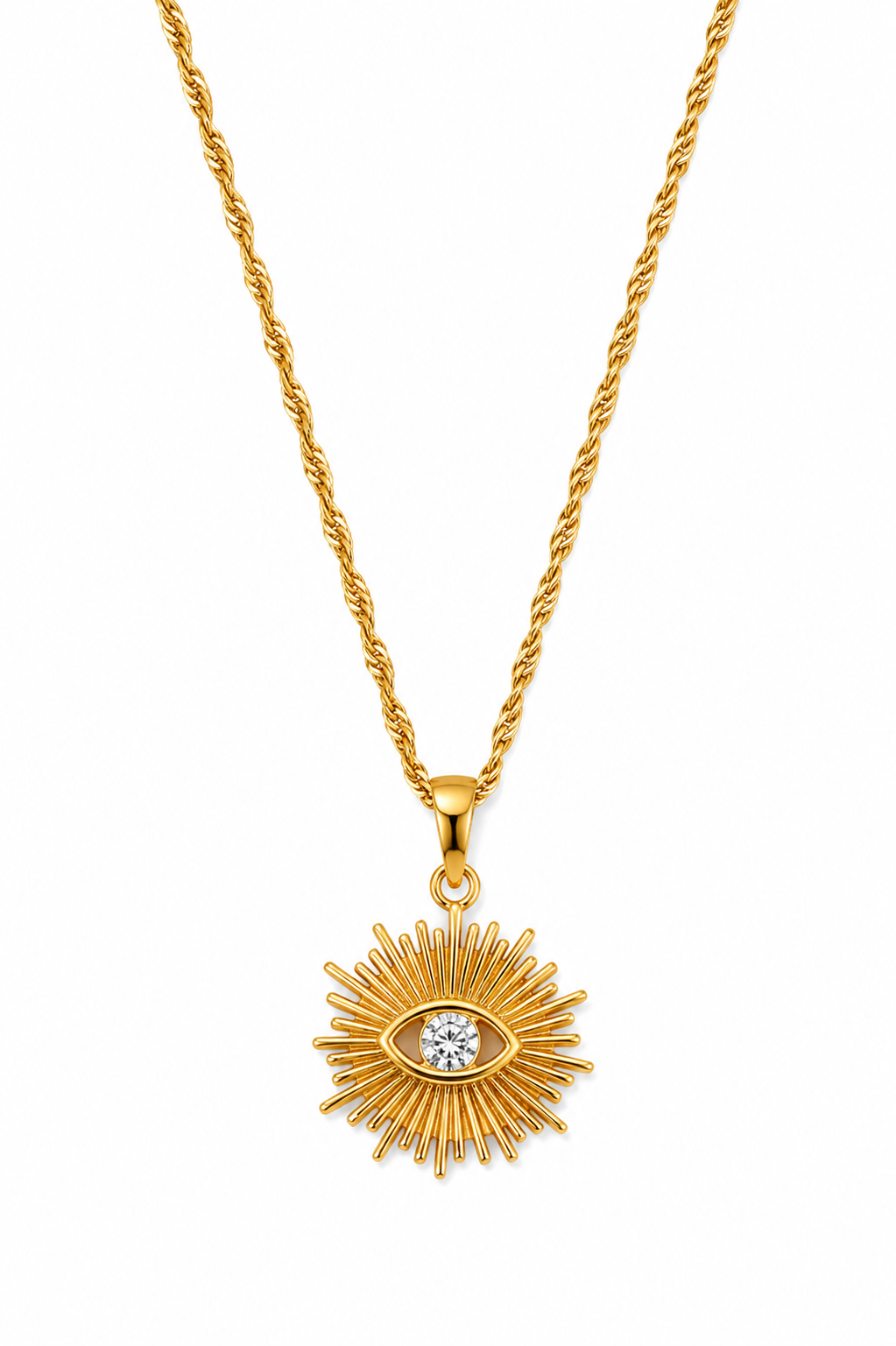 Gold Sunburst Eye Necklace