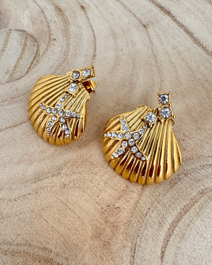 The Bling Scallop Shell Earrings