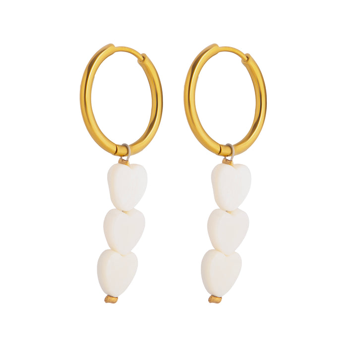 Amora White Shell Love Heart Earrings