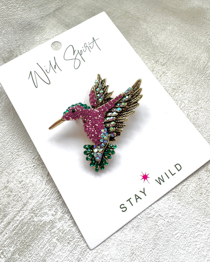 The Pink Hummingbird Brooch