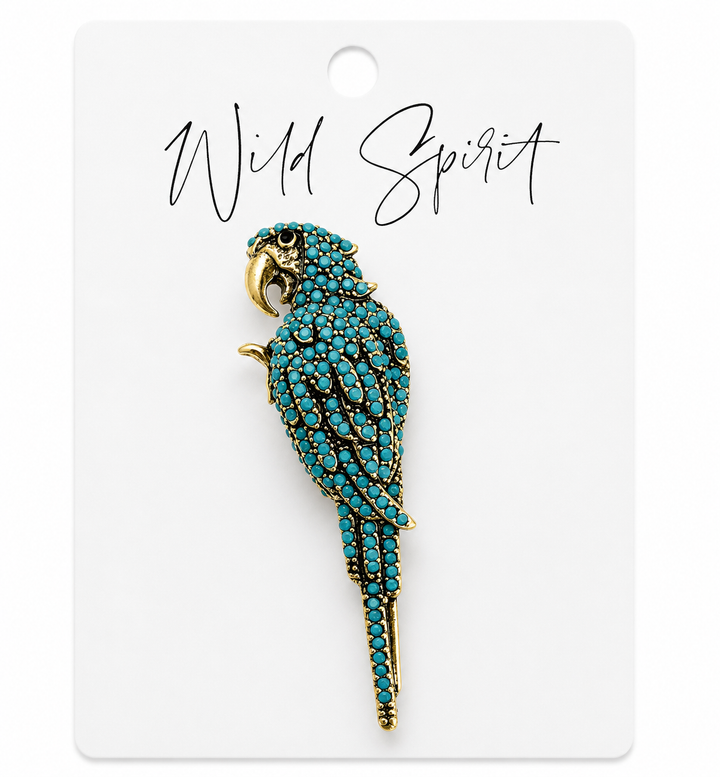 Blue Parrot Statement Brooch