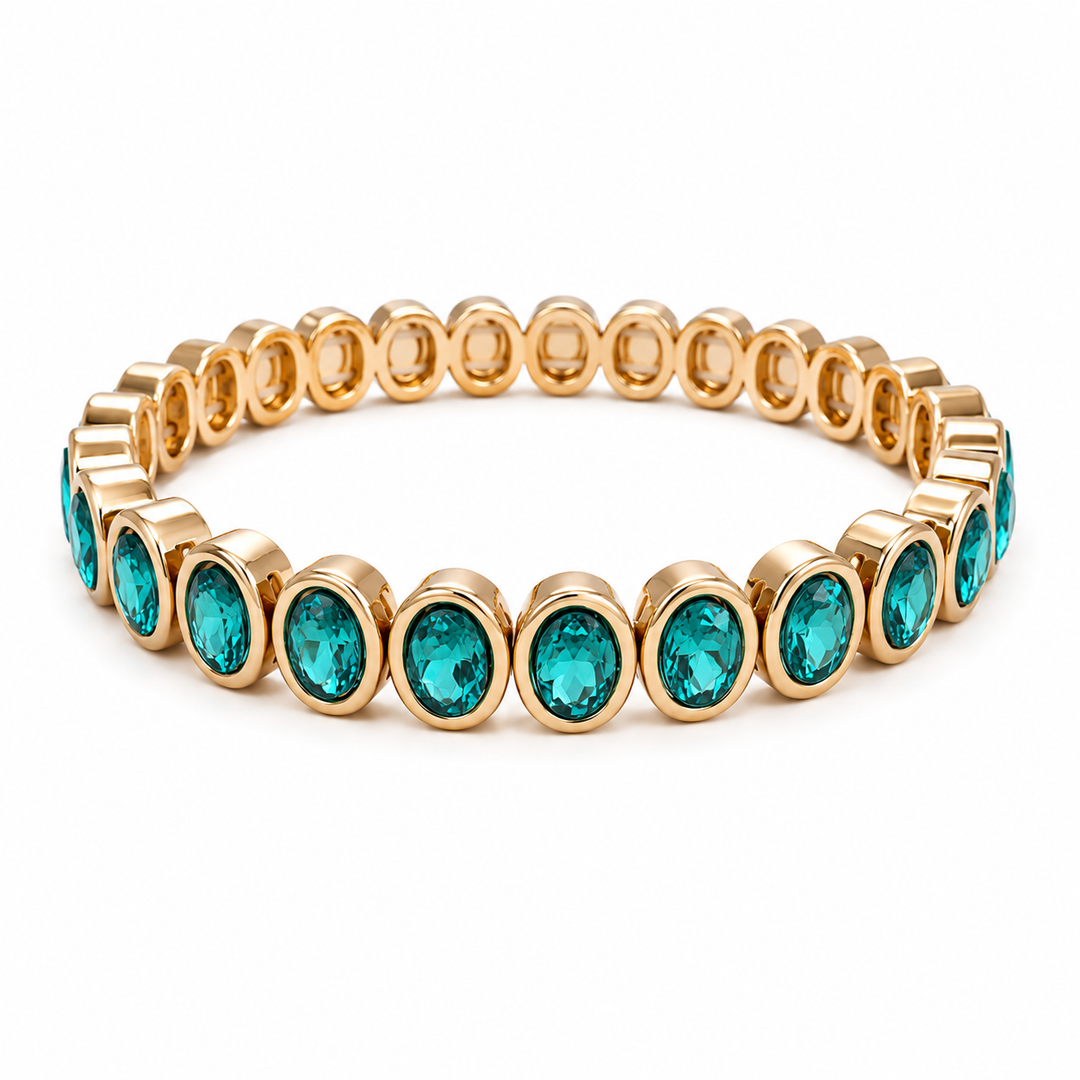 Blue Crystal Oval Bling Bracelet
