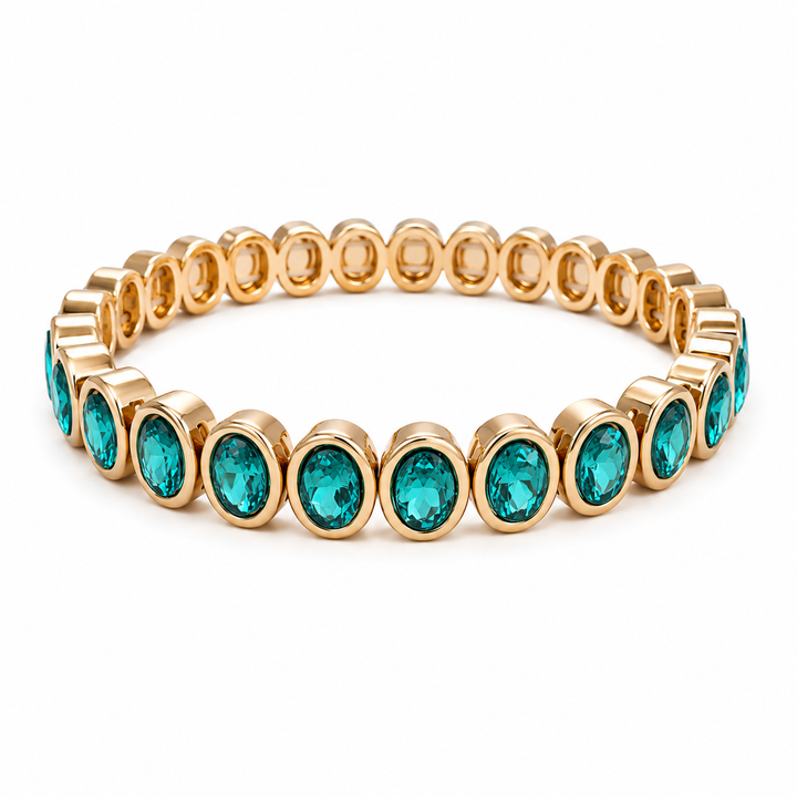 Blue Crystal Oval Bling Bracelet