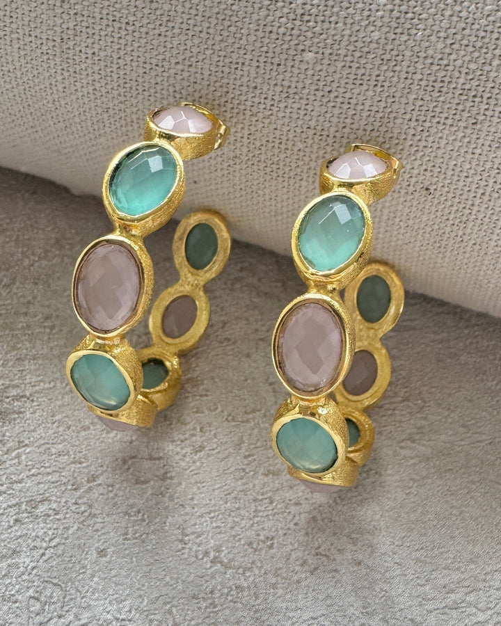 The 'Iris' Rose Quartz & Amazonite Earrings