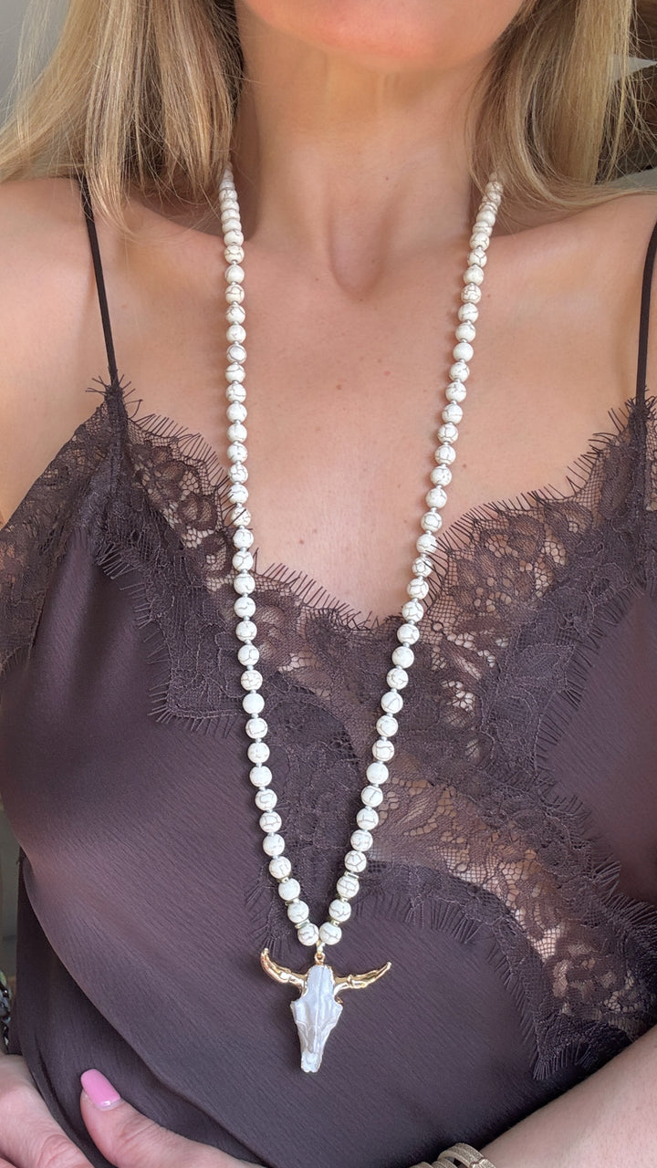 Cream Wildhorn Beaded Boho Necklace