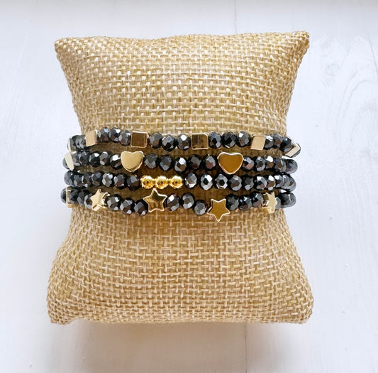 Mimi Star Set of 4 Bracelets - Charcoal