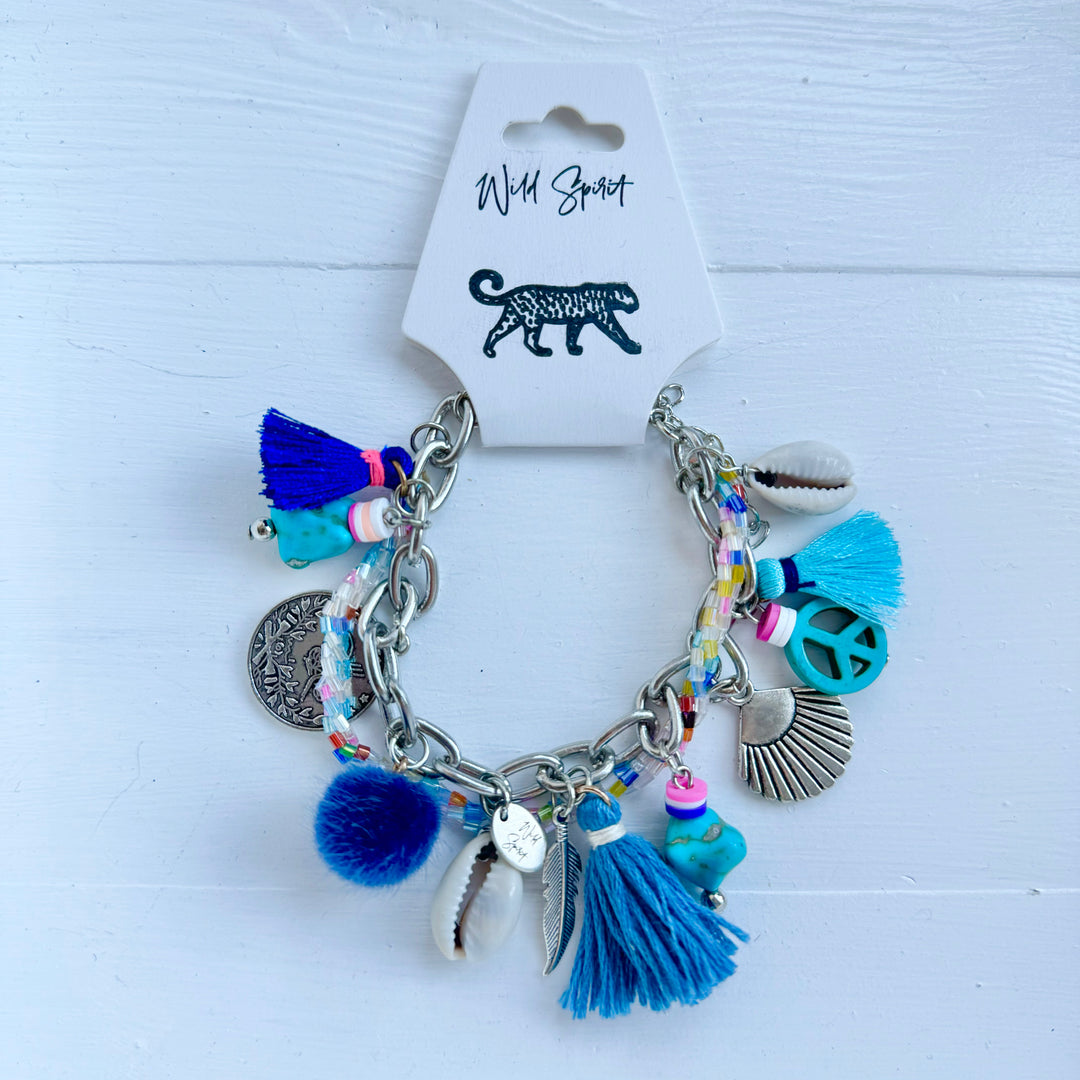 Blue Peace Boho Charm Bracelet