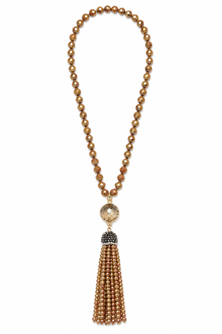 Gold Tassel Beaded Necklace
