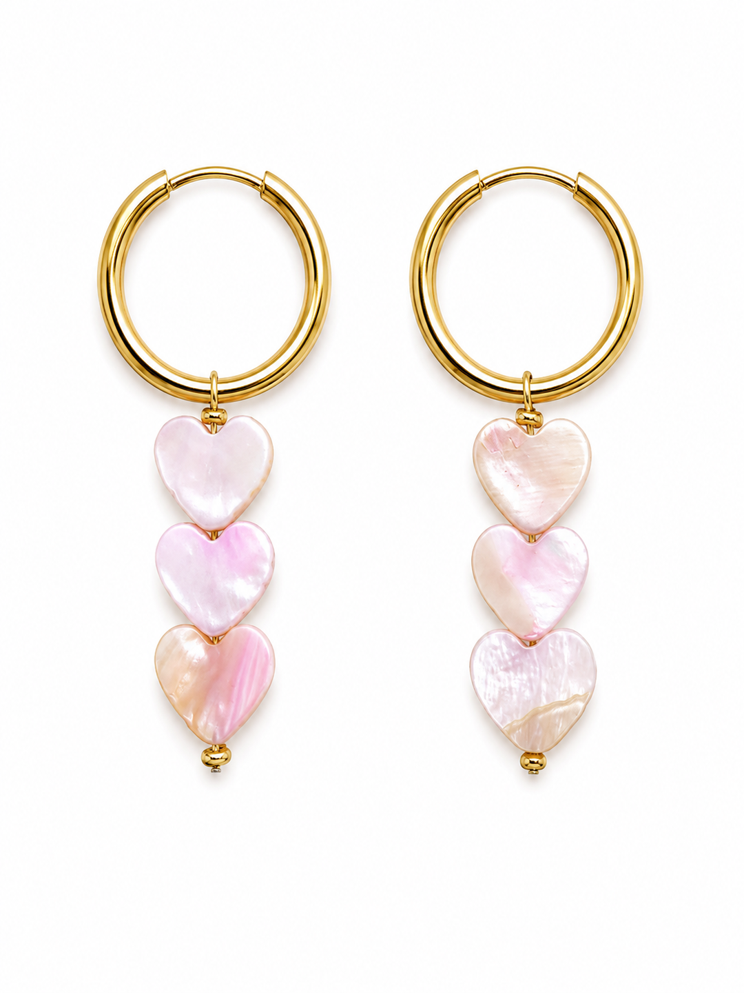Amora Pink Shell Love Heart Earrings