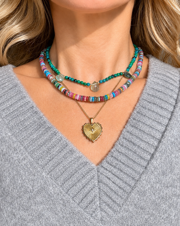 Gold Big Love Heart Necklace