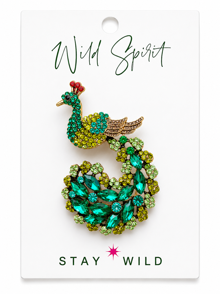 Green Posh Peacock Brooch