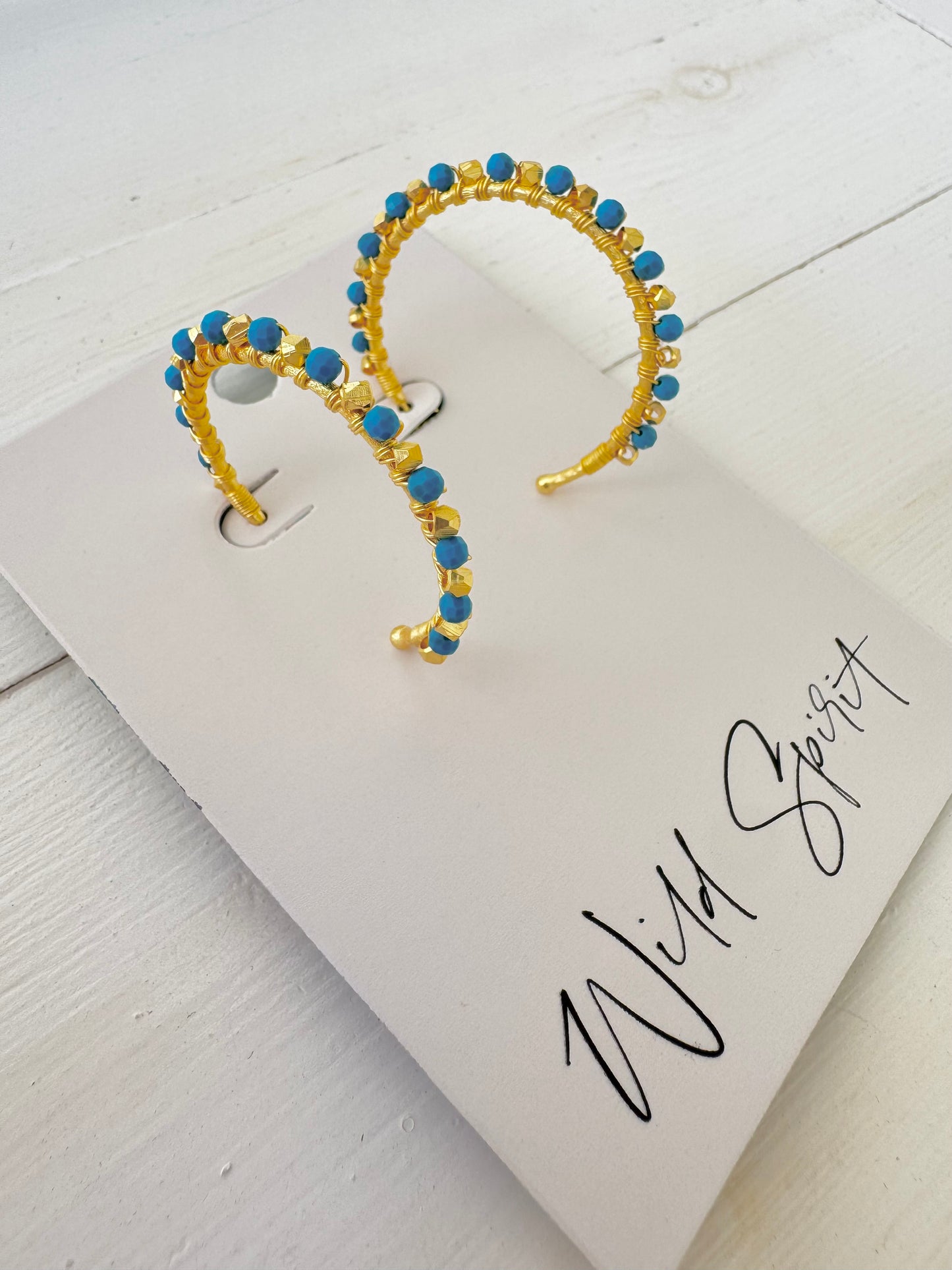 'Cosmic' Blue Hoop Boho Earrings