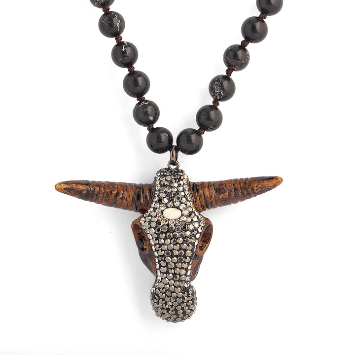 Black Buffalo Pendant Necklace