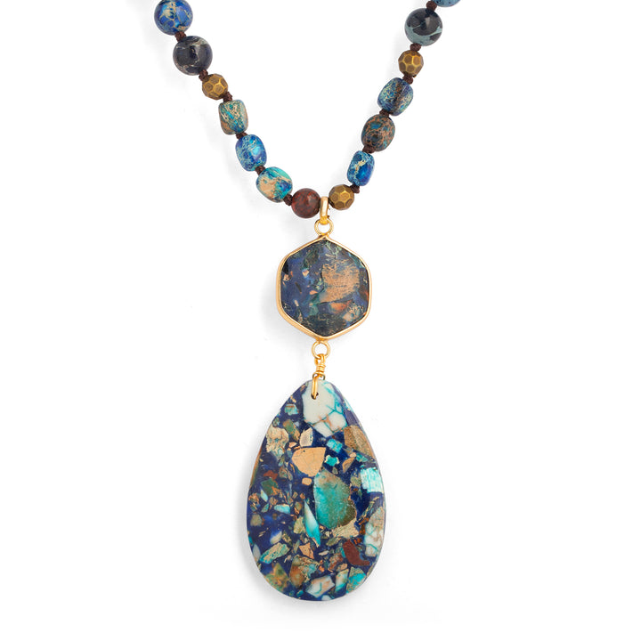Blue Jasper Boho Beaded Necklace