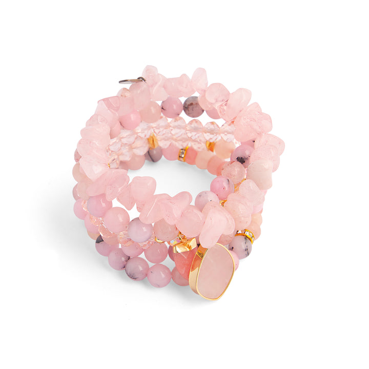 Rose Quartz Natural Stone Bracelet Stack