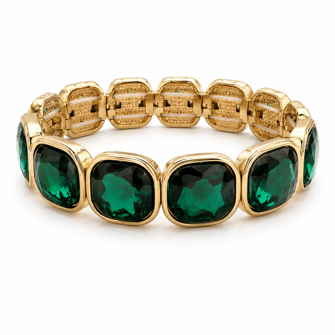 Green Chunky Square Bling Bracelet